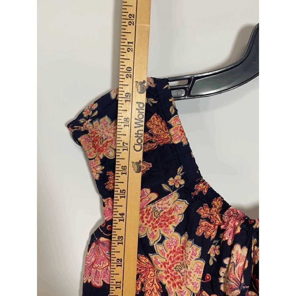 Old Navy Women's Woven Peasant Boho Floral Tie Back Top Blouse Navy Pink Small - Picture 3 of 9